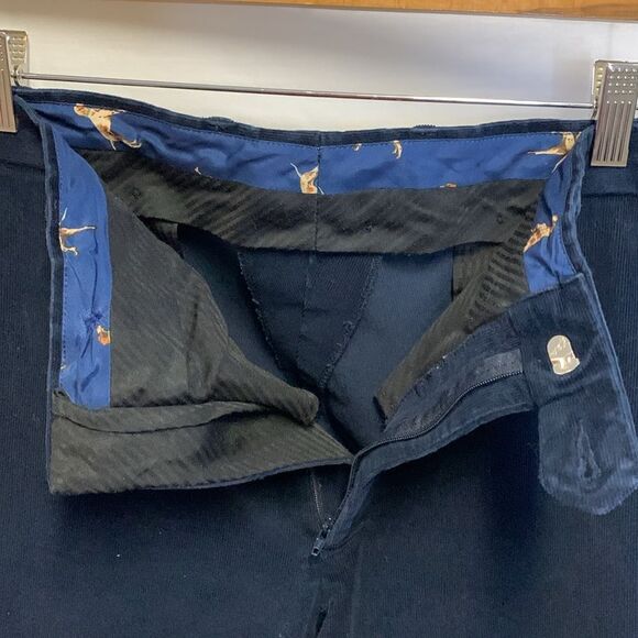 Lauren Ralph Lauren Navy Fine Wale Flat Front Straight Left Pants Size 38 X 32 - Picture 7 of 13